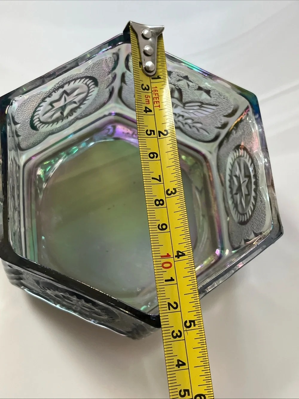 Indiana Glass Iridescent Carnival Glass Lidded Trinket Box
